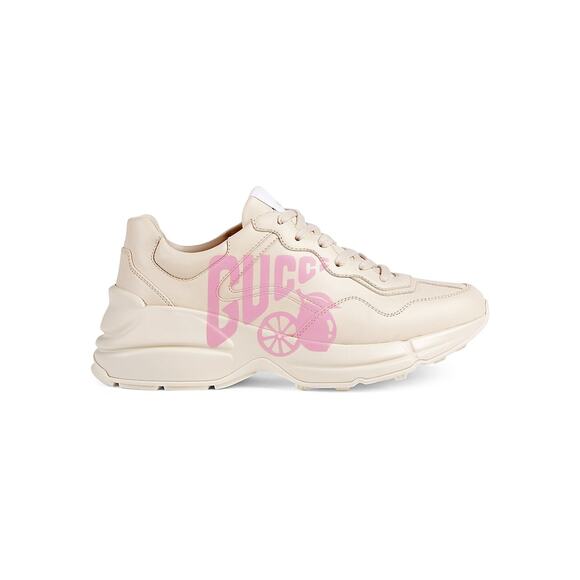 Gucci 'Rhyton' White Leather Lemon Sneakers Size 10.5 - NWT